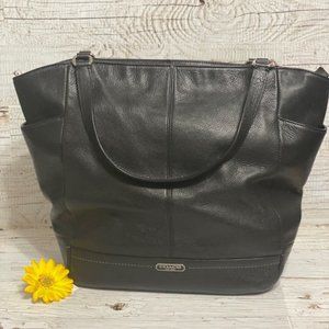 Coach black leather tote